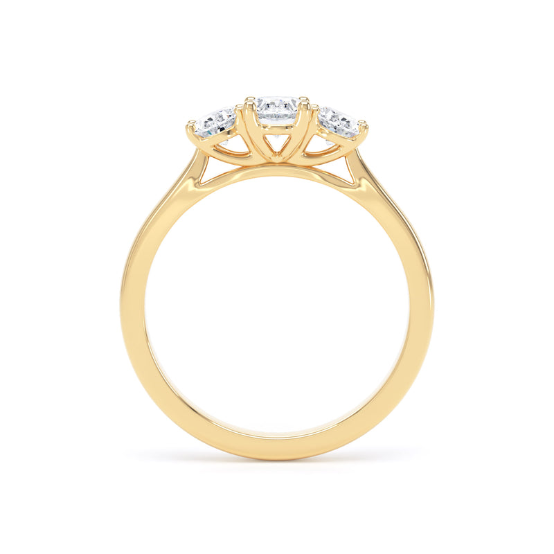 Oval Diamond Graduated Trilogy Ring In 18K Solid Gold