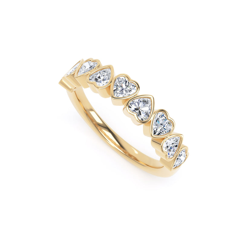 Heart Cut Bezel Set Diamond Eternity Ring In 18K Solid Gold