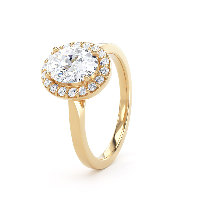 Oval Diamond Halo Ring In 18K Solid Gold