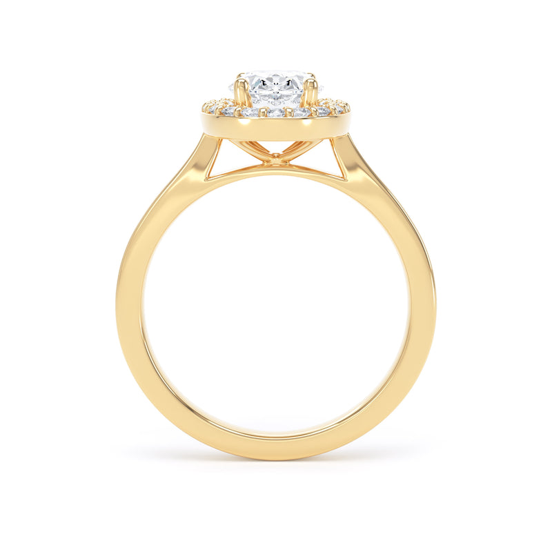 Oval Diamond Halo Ring In 18K Solid Gold