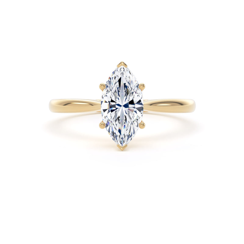 Marquise Cut Diamond Solitaire Ring In 18K Solid Gold