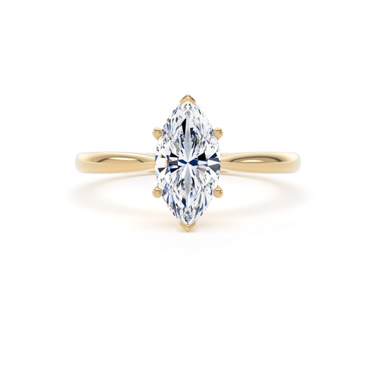 Marquise Cut Diamond Solitaire Ring In 18K Solid Gold