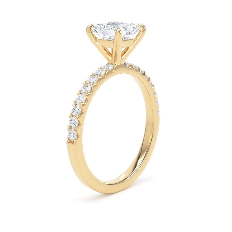 Princess Diamond Solitaire With Encrusted Band In 18K Solid Gold