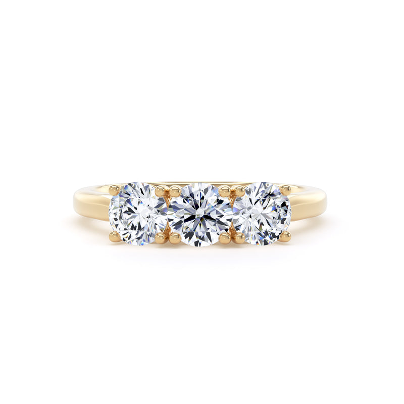 Round Brilliant Matched Trilogy Diamond Ring In 18K Solid Gold