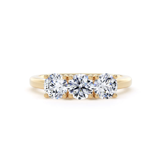 Round Brilliant Matched Trilogy Diamond Ring In 18K Solid Gold