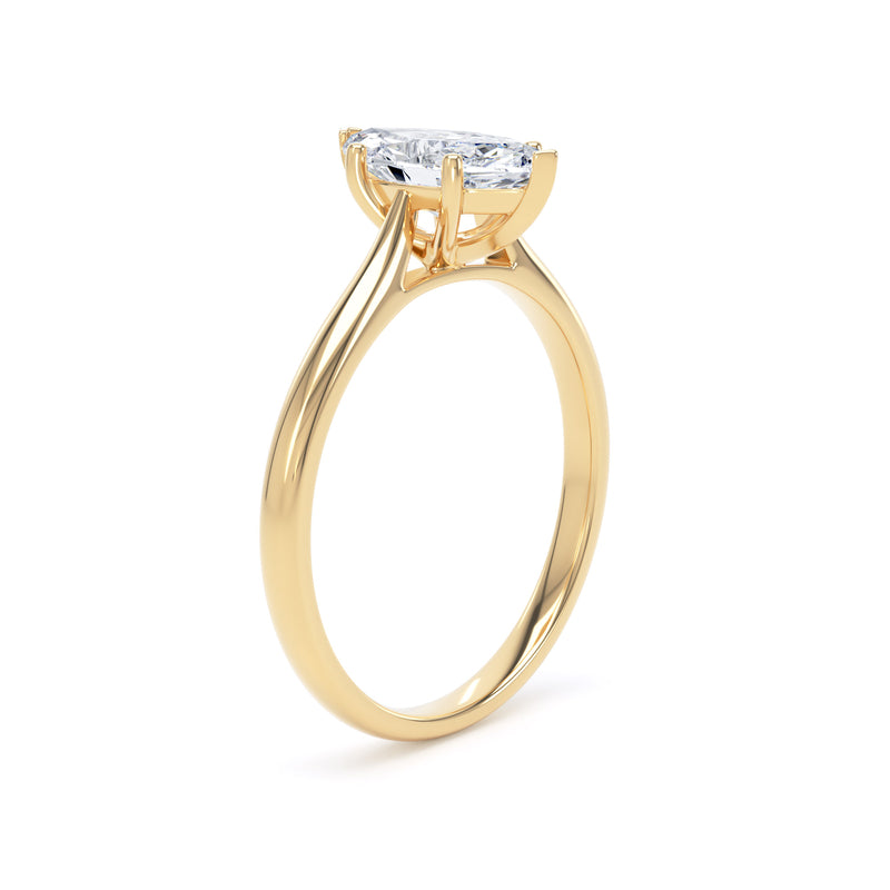 Marquise Cut Diamond Solitaire Ring In 18K Solid Gold