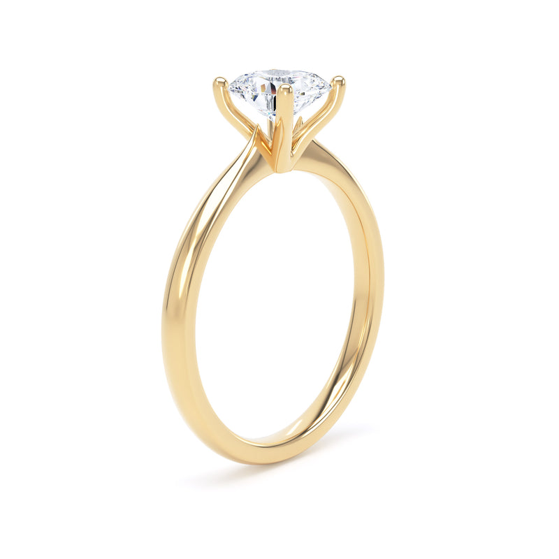 Cushion Cut Diamond Solitaire Ring In 18K Solid Gold