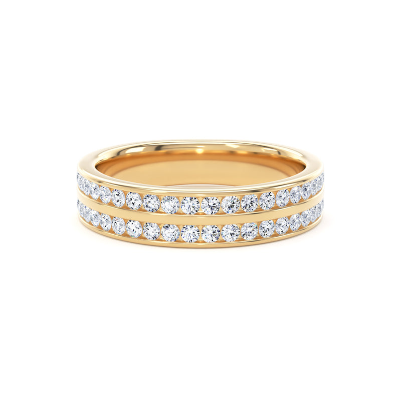 Princess Diamonds Double Row Channel Set Eternity Band In 18K Solid Gold