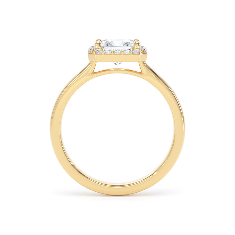 Princess Diamond Halo Ring In 18K Solid Gold