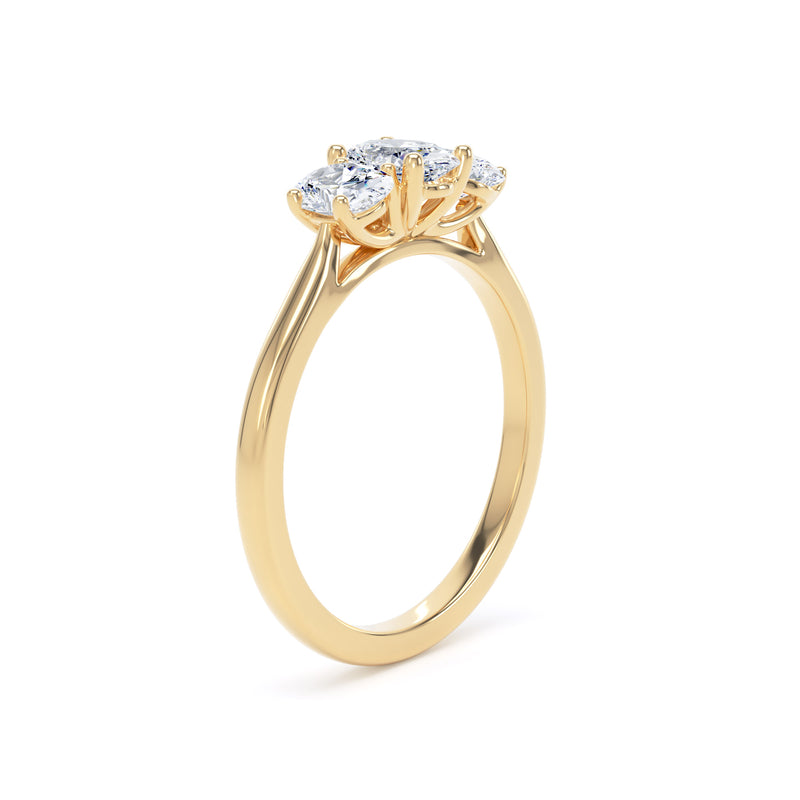 Oval Diamond Graduated Trilogy Ring In 18K Solid Gold