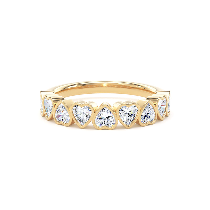 Heart Cut Bezel Set Diamond Eternity Ring In 18K Solid Gold