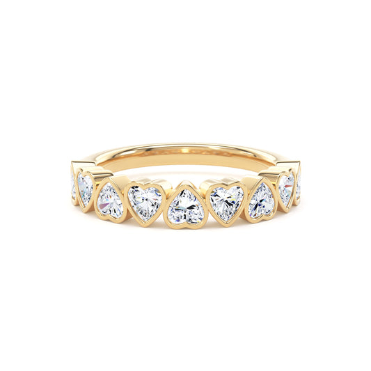 Heart Cut Bezel Set Diamond Eternity Ring In 18K Solid Gold