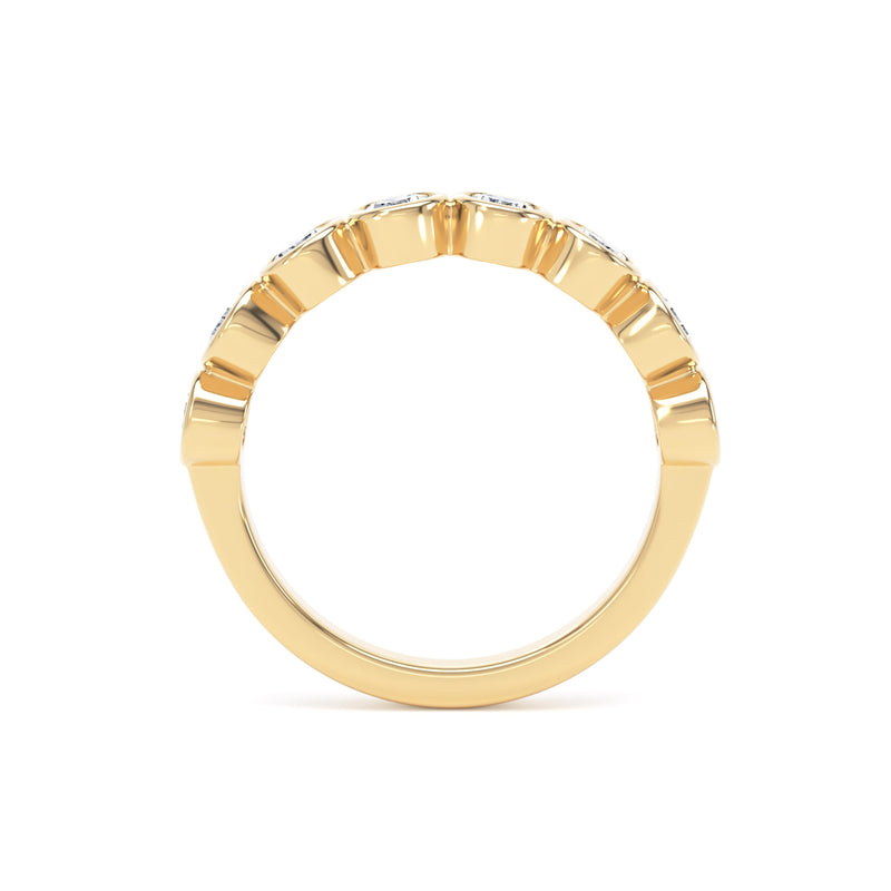 Round Cut Bezel Set Diamond Half Eternity Band In 18K Solid Gold