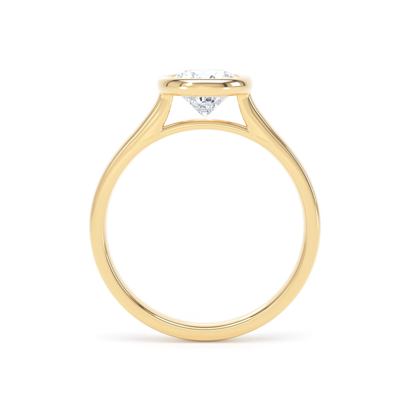 Round Brilliant Bezel Set Solitaire Diamond Ring In 18K Solid Gold
