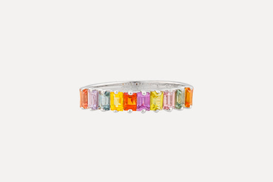 Multi Coloured Sapphire Half Eternity Ring