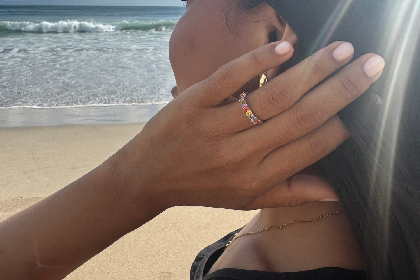 Multi Coloured Sapphire Half Eternity Ring