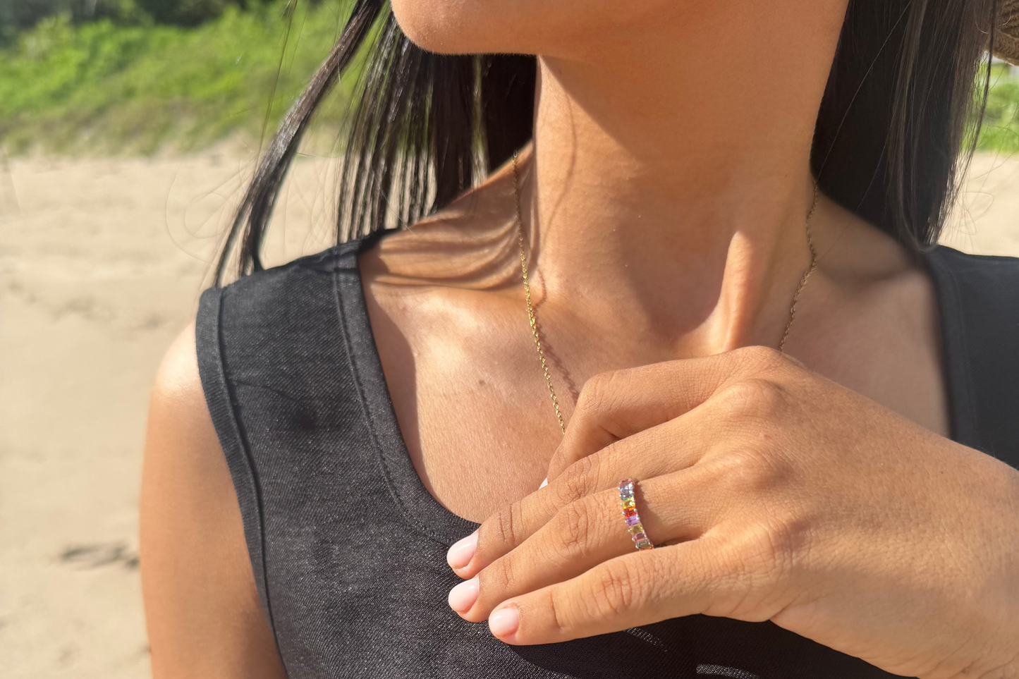 Multi Coloured Sapphire Half Eternity Ring