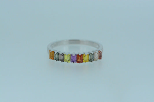 Multi Coloured Sapphire Half Eternity Ring
