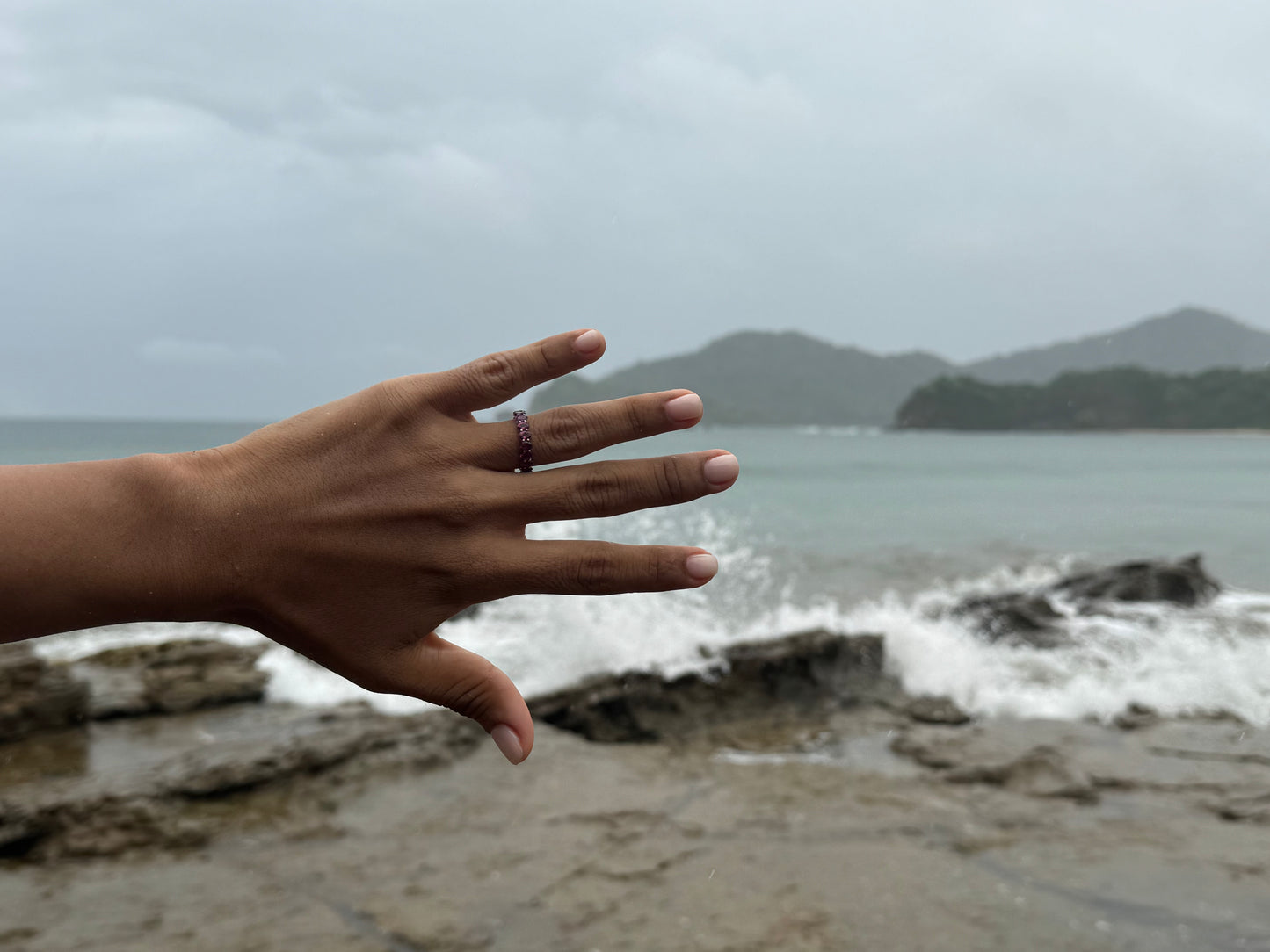 Rhodolite Eternity Ring Narrow Claw Set
