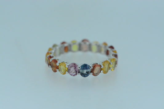 Multi-colour Sapphire Eternity Ring Narrow Claw Set