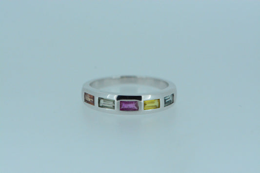Multi Coloured Sapphire Half Eternity Ring