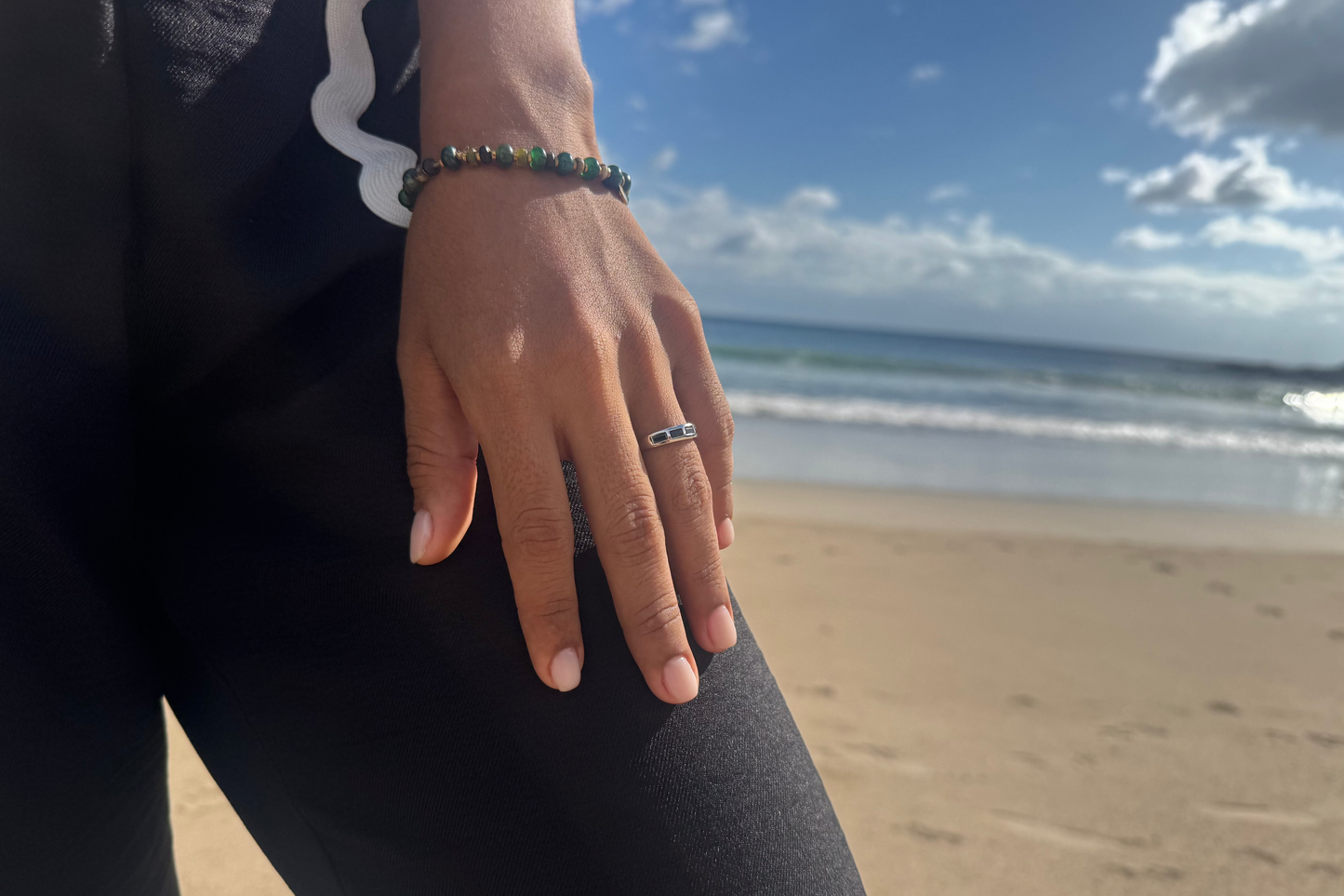 Blue Baguette Cut Sapphire Half Eternity Ring