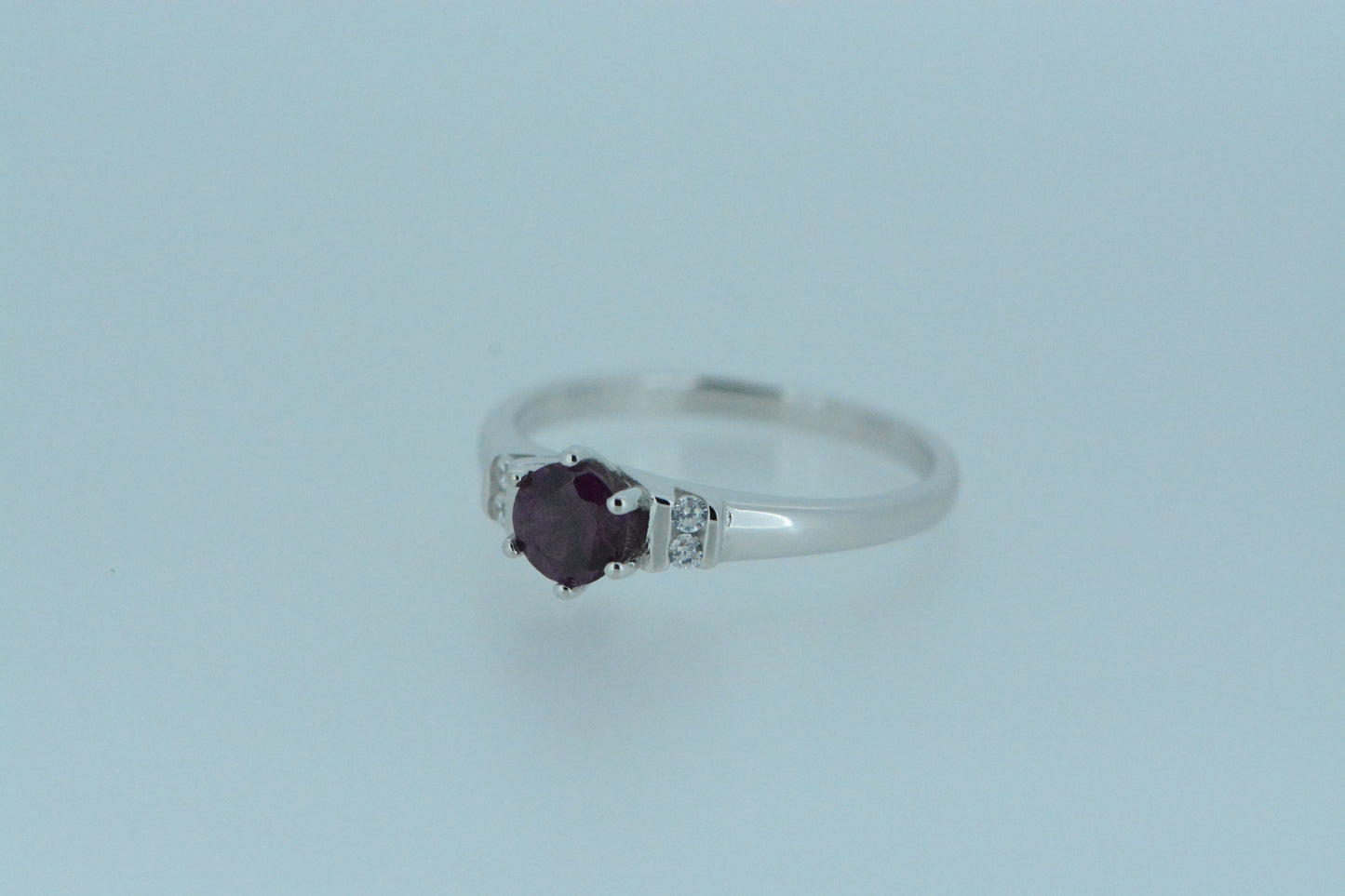 Rhodolite Ring With White Zircons