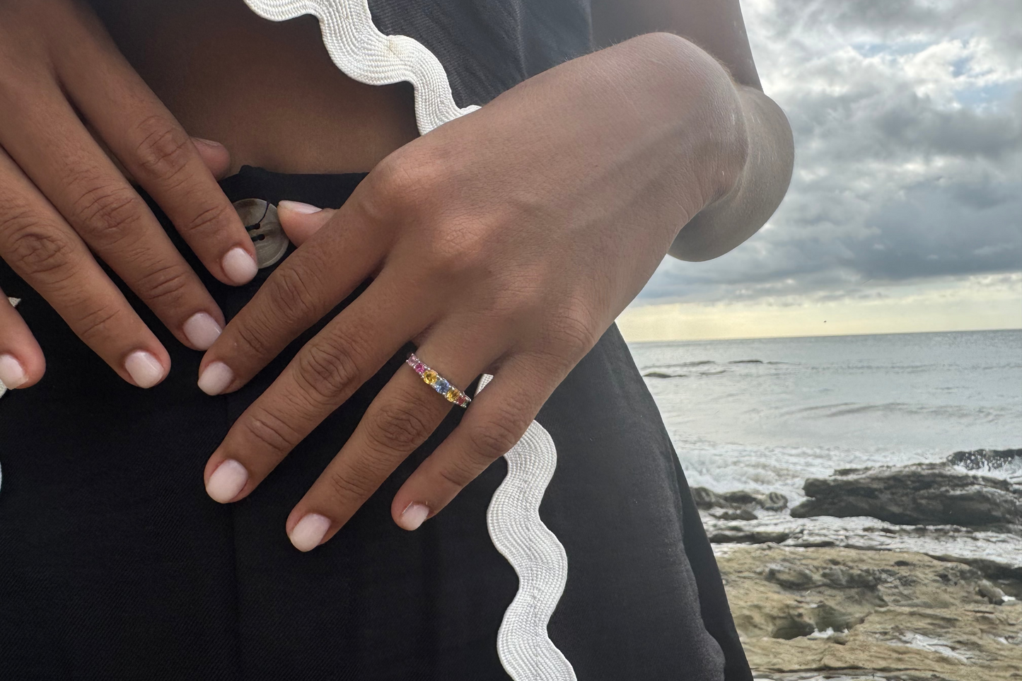 Multi Coloured Sapphire Row Ring