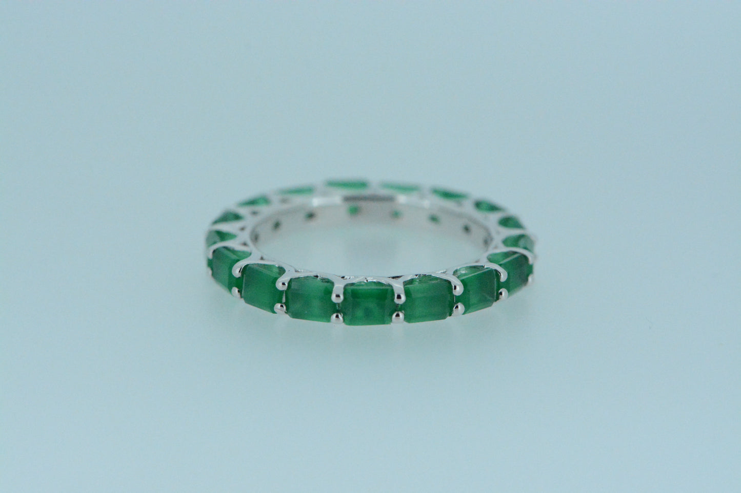 Green Agate Silver Ring