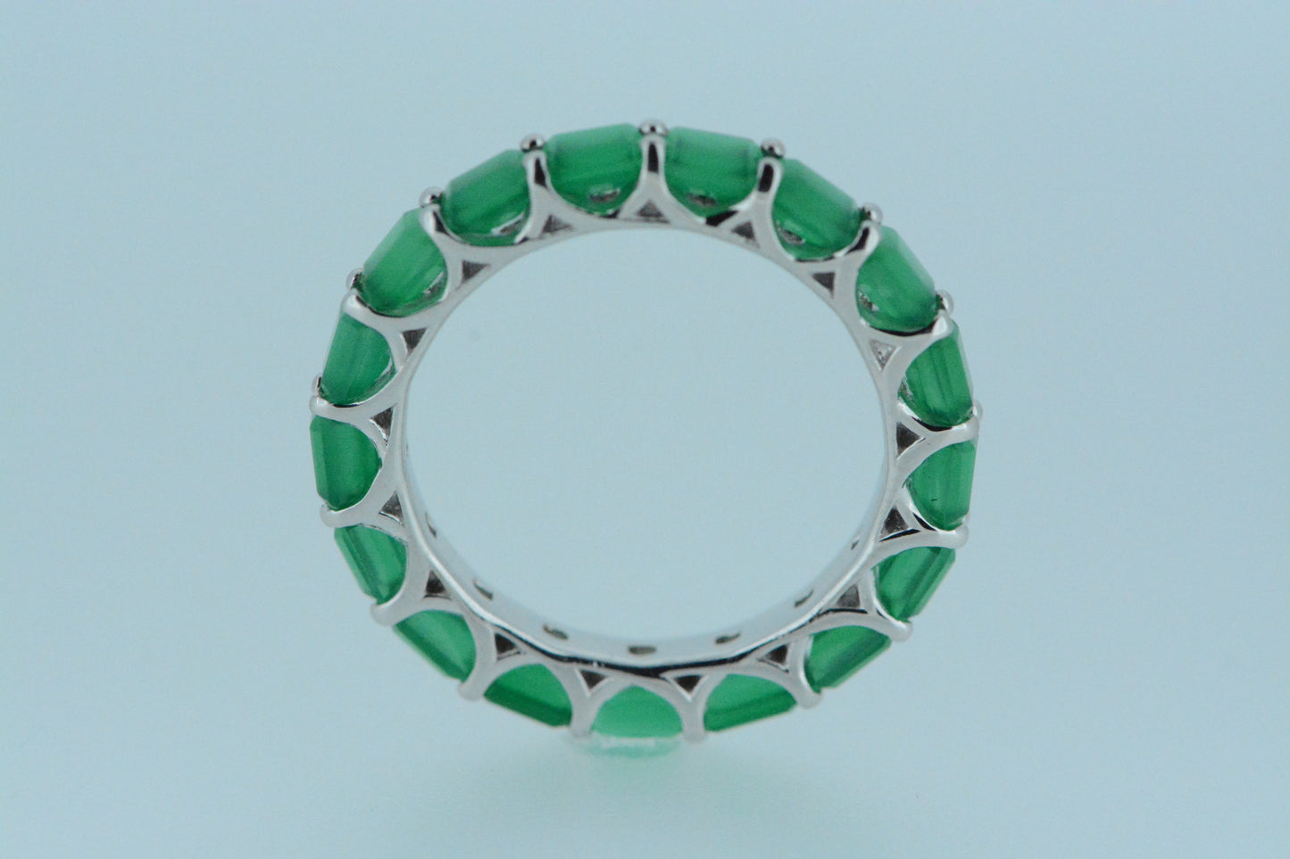 Green Agate Silver Ring