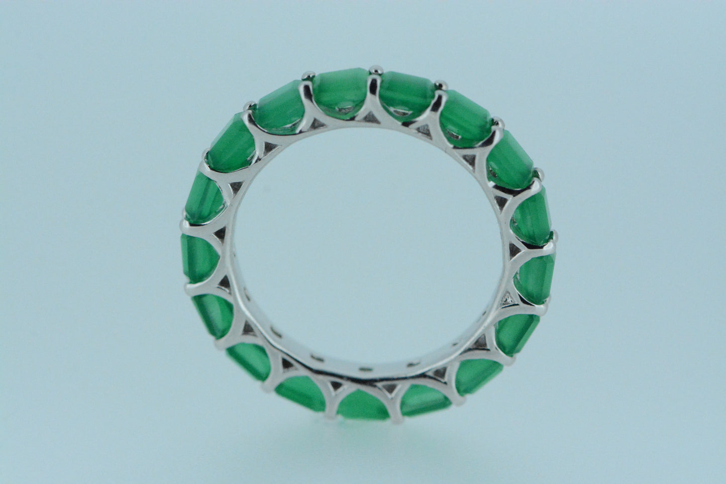 Green Agate Silver Ring