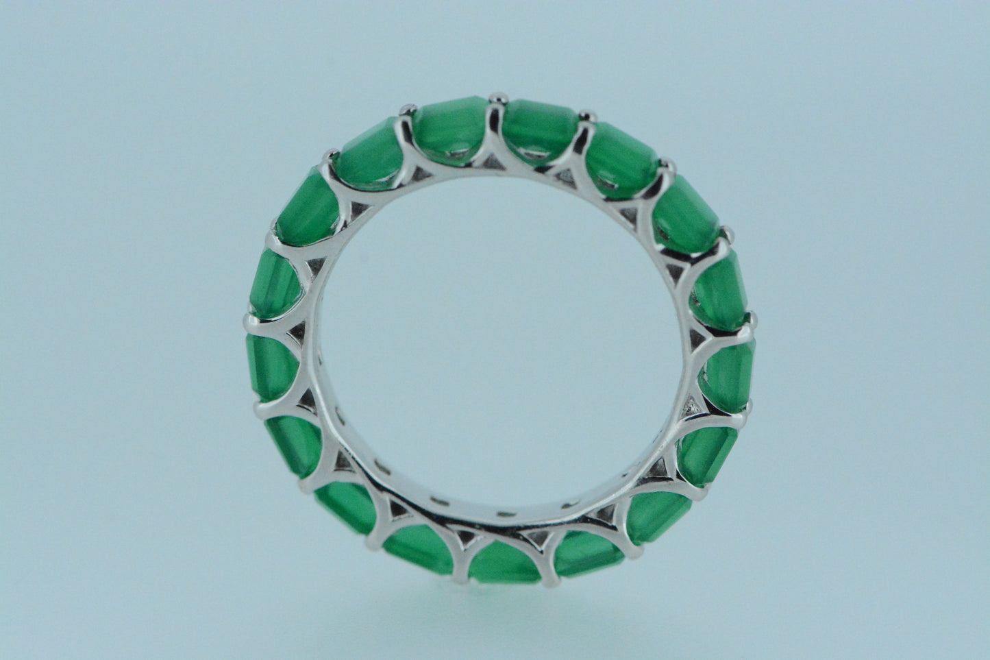 Green Agate Silver Ring