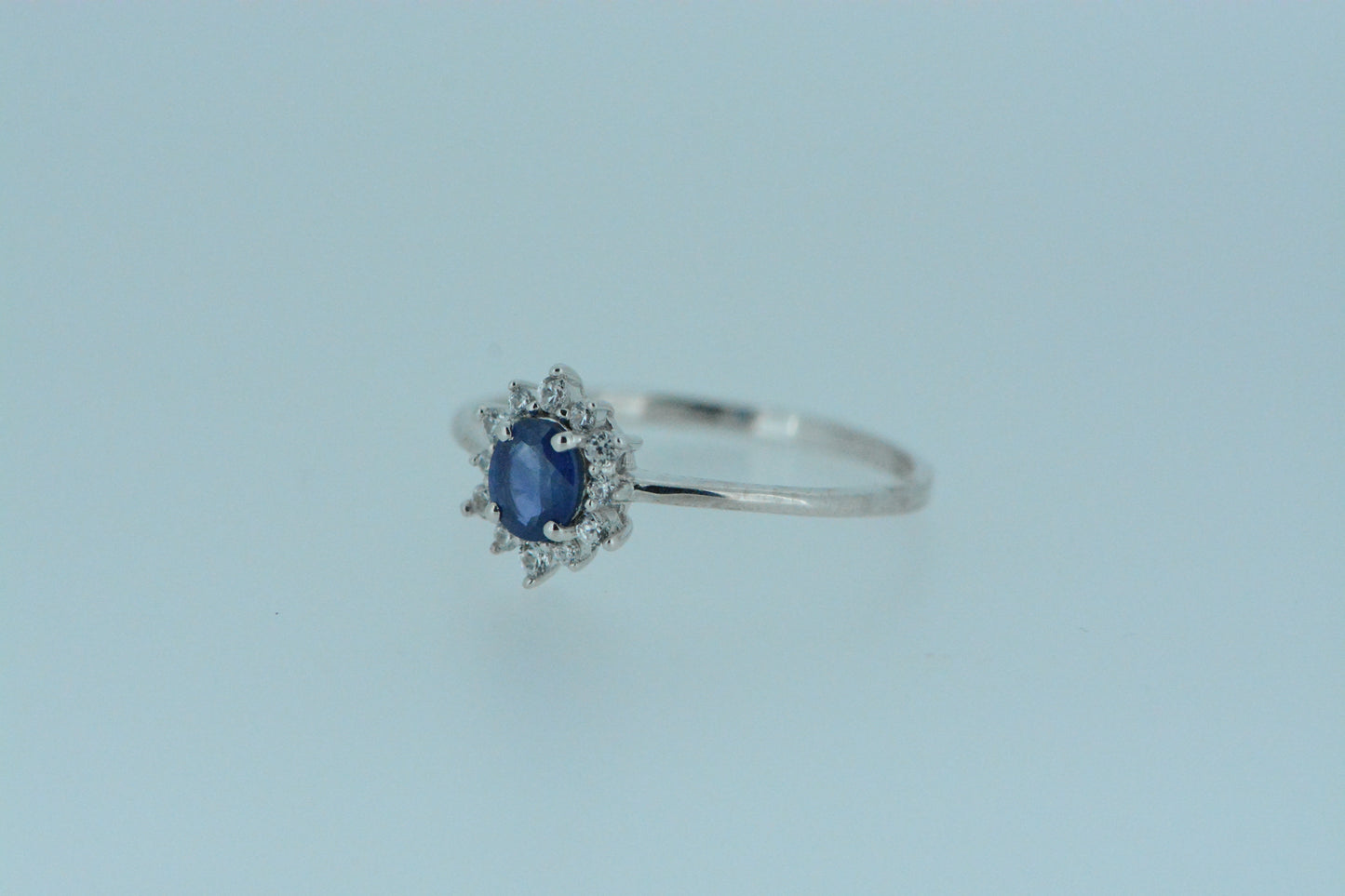 Sapphire & White Zircons Flower Cluster Ring