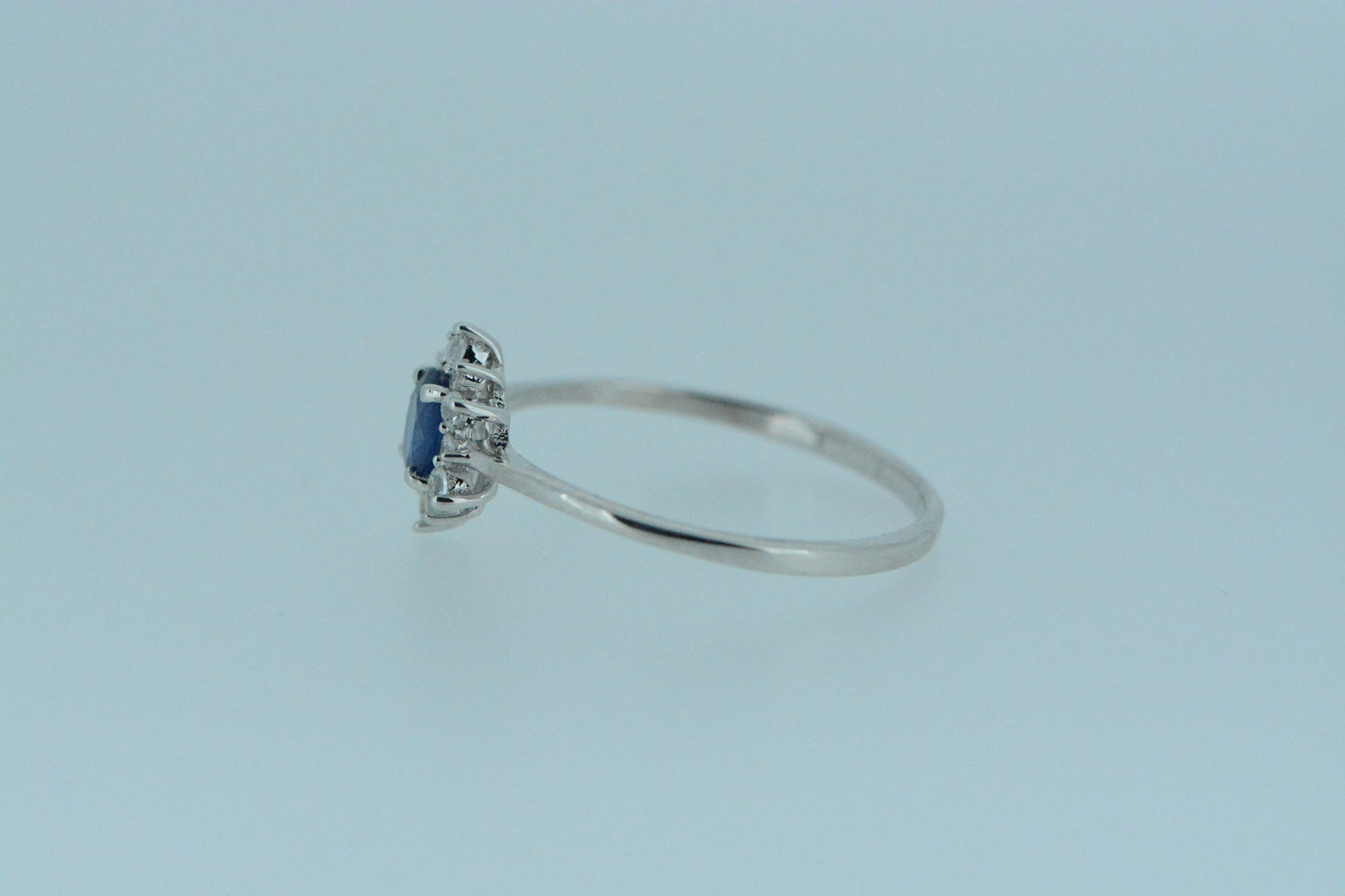 Sapphire & White Zircons Flower Cluster Ring