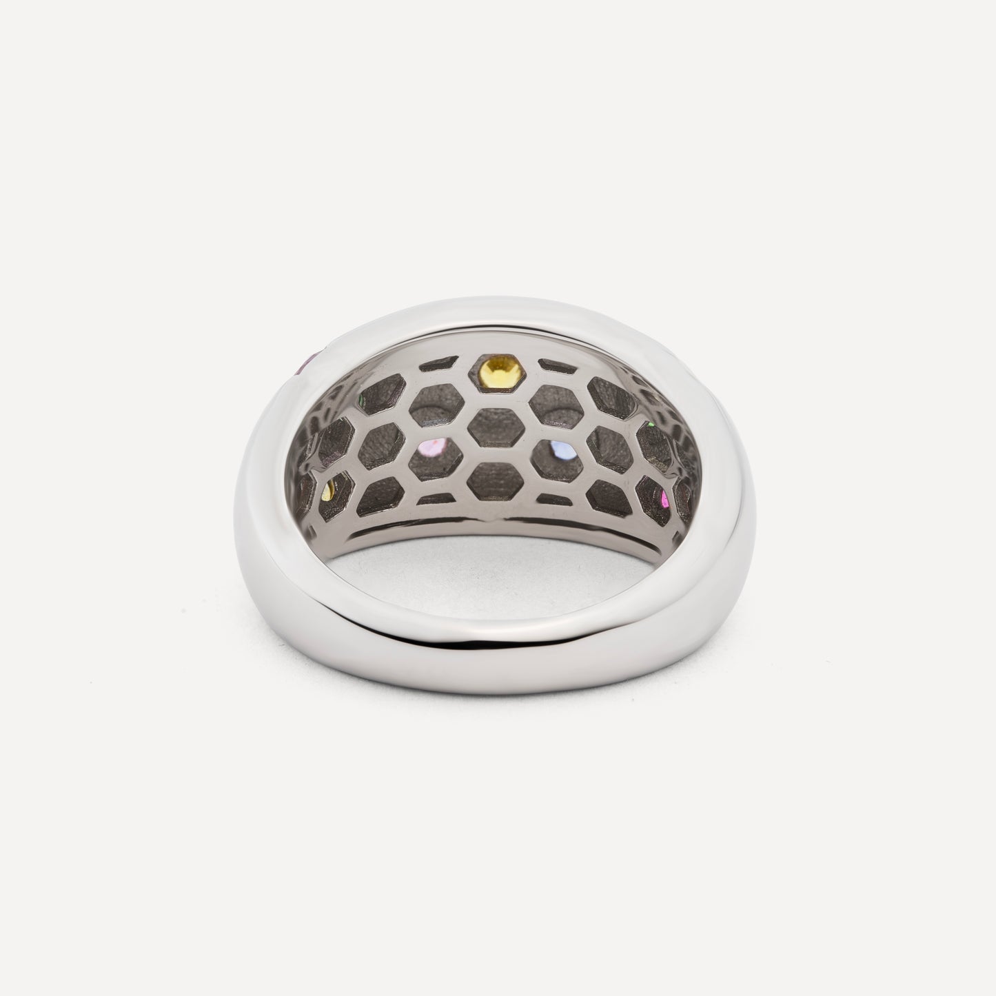 Multi Coloured Sapphire, Ruby & Tsavorite Dome Ring