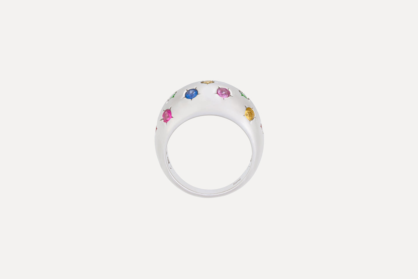 Multi Coloured Sapphire, Ruby & Tsavorite Dome Ring