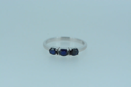 Blue Sapphire Trilogy Ring