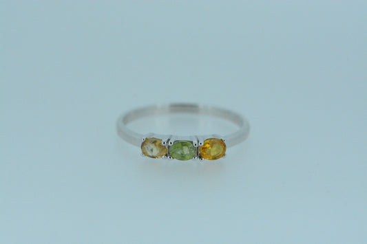 Multi Coloured Sapphire Trilogy Ring