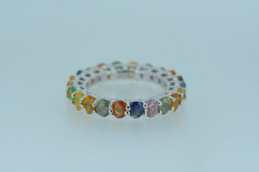 Multi Coloured Sapphire Eternity Ring Claw Set