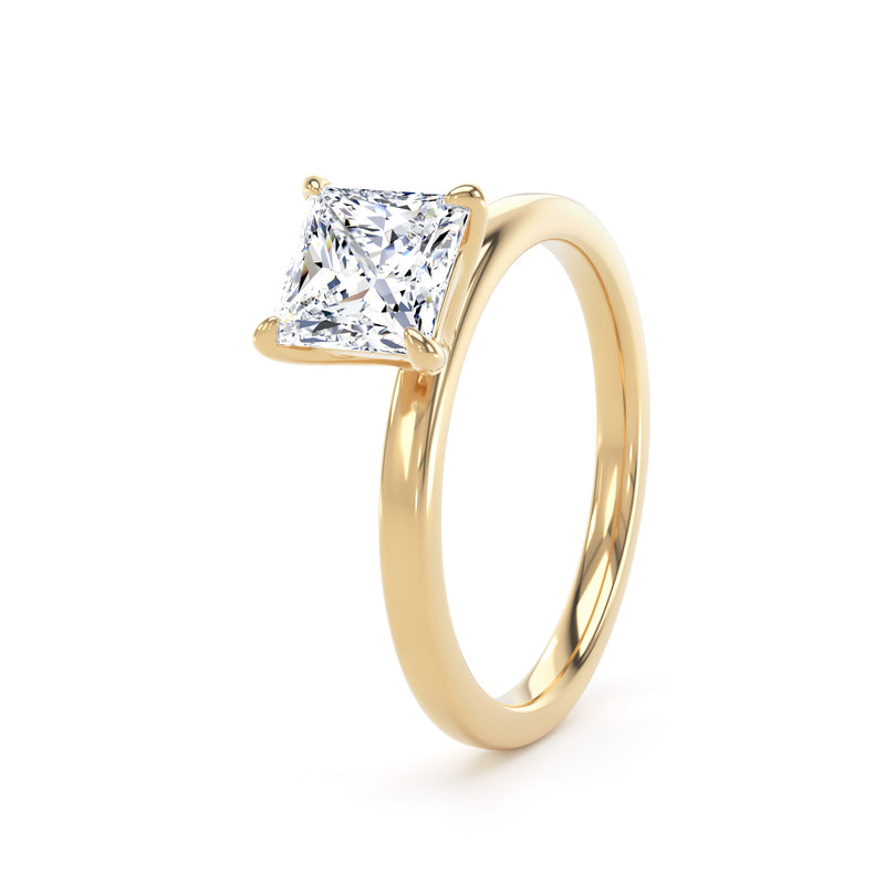 Princess Diamond Solitaire Ring In 18K Solid Gold