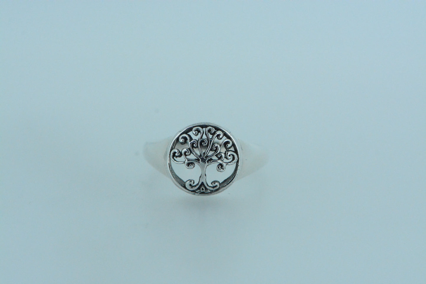 Tree With Swirly Branches Silver Ring