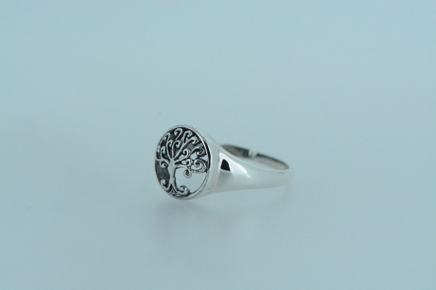 Tree With Swirly Branches Silver Ring