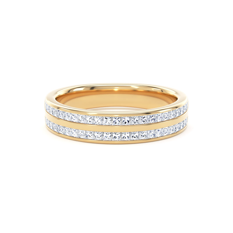 Princess Diamonds Double Row Channel Set Eternity Band In 18K Solid Gold