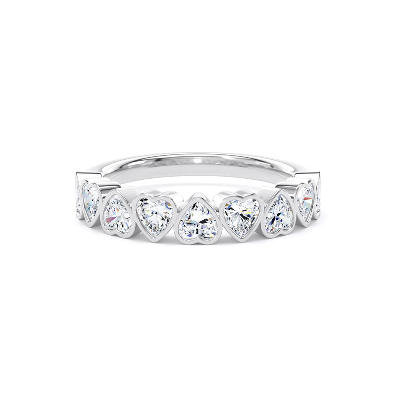 Heart Cut Bezel Set Diamond Eternity Ring In 18K Solid Gold