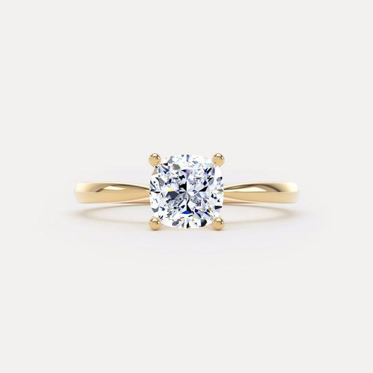 Cushion Diamond Solitaire Ring In 18K Solid Gold