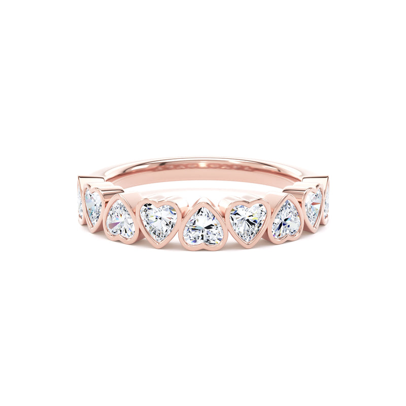 Heart Cut Bezel Set Diamond Eternity Ring In 18K Solid Gold