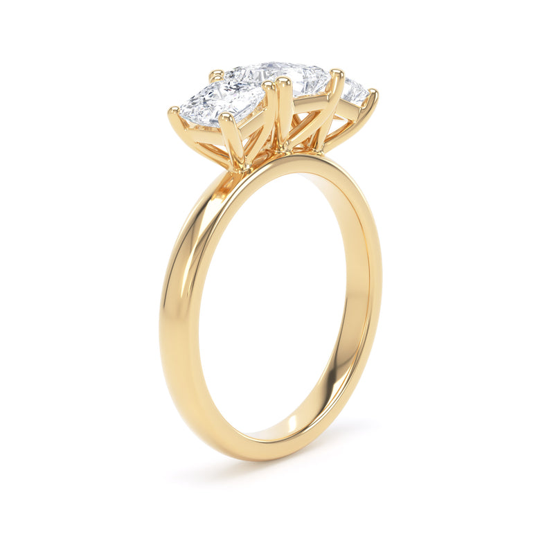 Princess Diamond Trilogy Ring In 18K Solid Gold