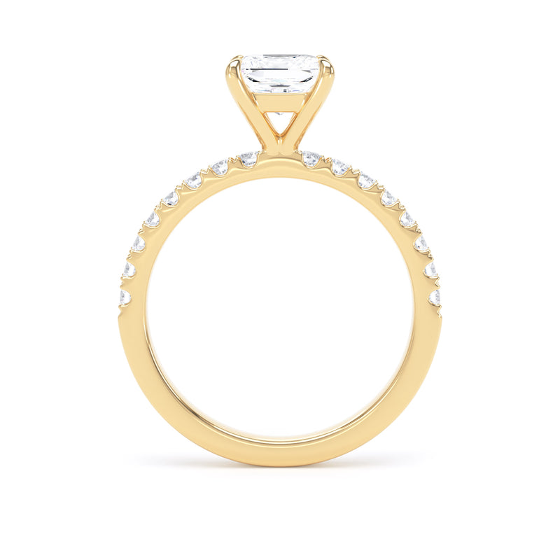 Princess Diamond Solitaire With Encrusted Band In 18K Solid Gold