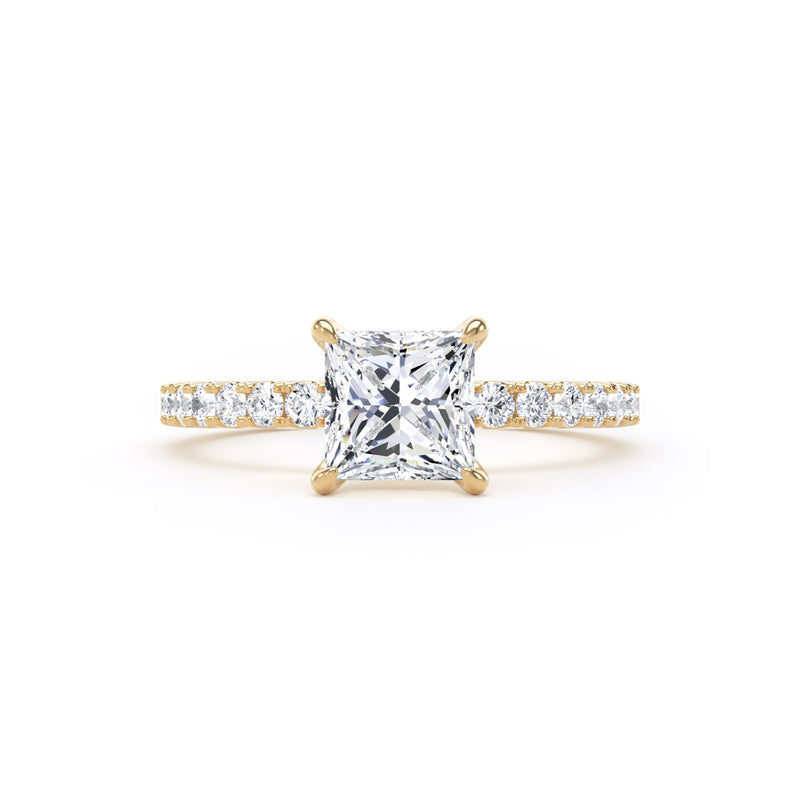 Princess Diamond Solitaire With Encrusted Band In 18K Solid Gold
