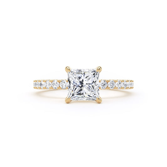 Princess Diamond Solitaire With Encrusted Band In 18K Solid Gold